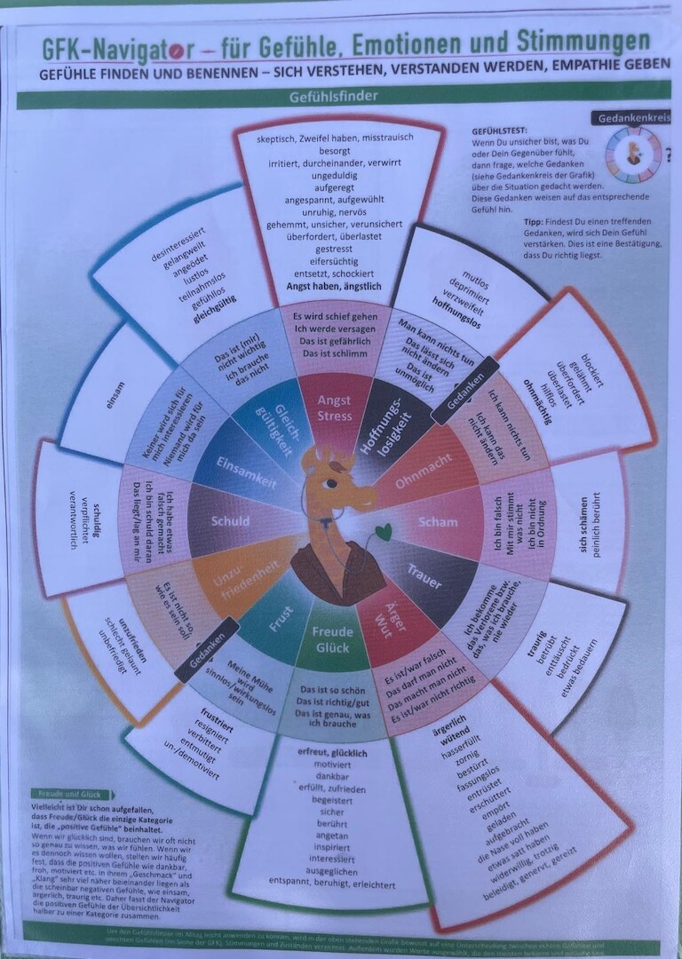 Der Gefühle, Emotionen und Stimmung Navigator in der Übersicht.