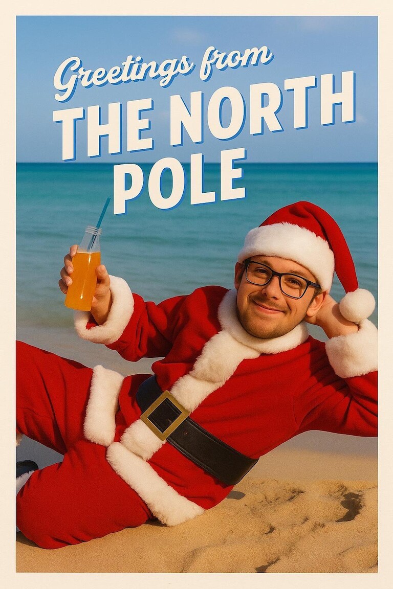 Weihnachtsmannplakat mit der Aufschrift 