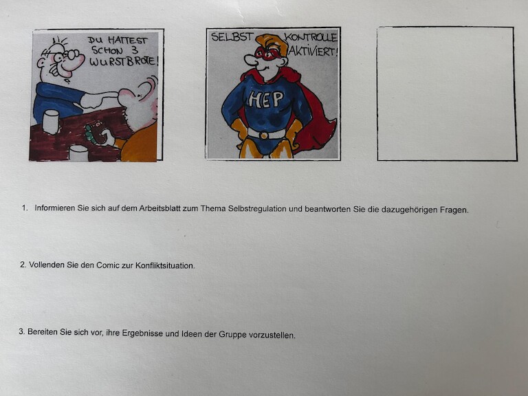 Der Arbeitsauftrag zu Comicanalyse.