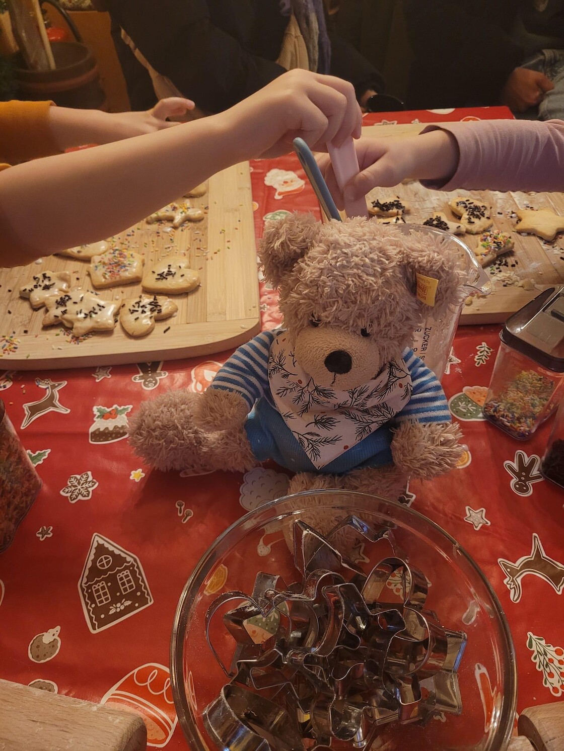Unser Bär mit einer Schüssel voller Ausstechformen.