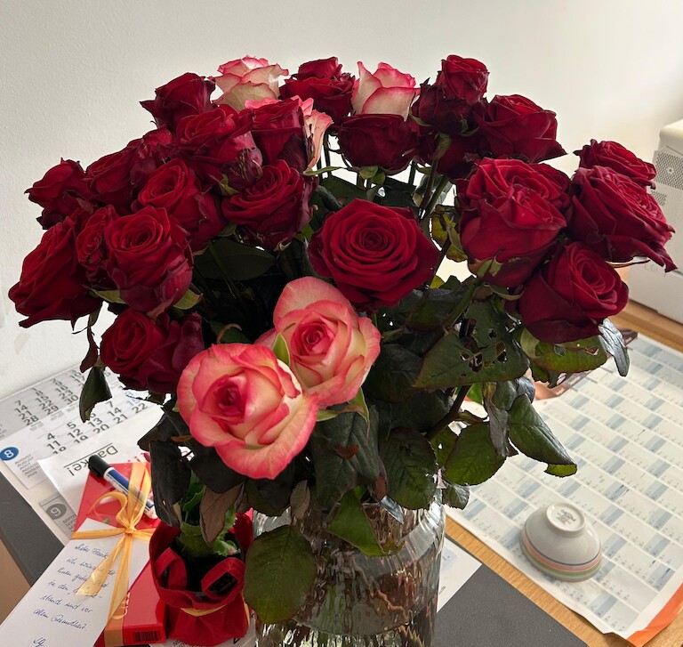 Der Rosenstrauß für Herrn Stieler.