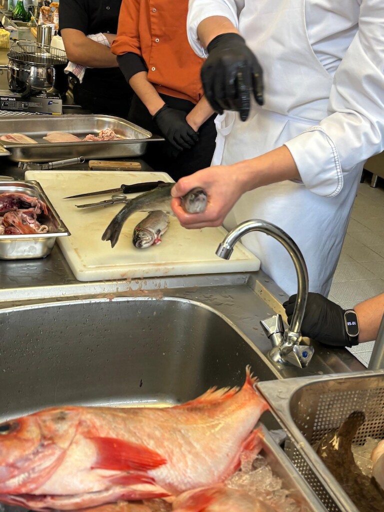 Fischzubereitung.